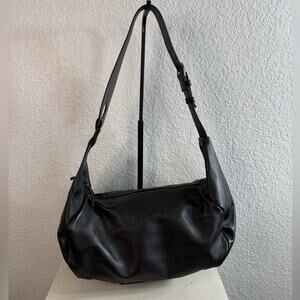 NWT Free People Real Big World Shoulder Bag Black Sheep Leather Minimal Boho